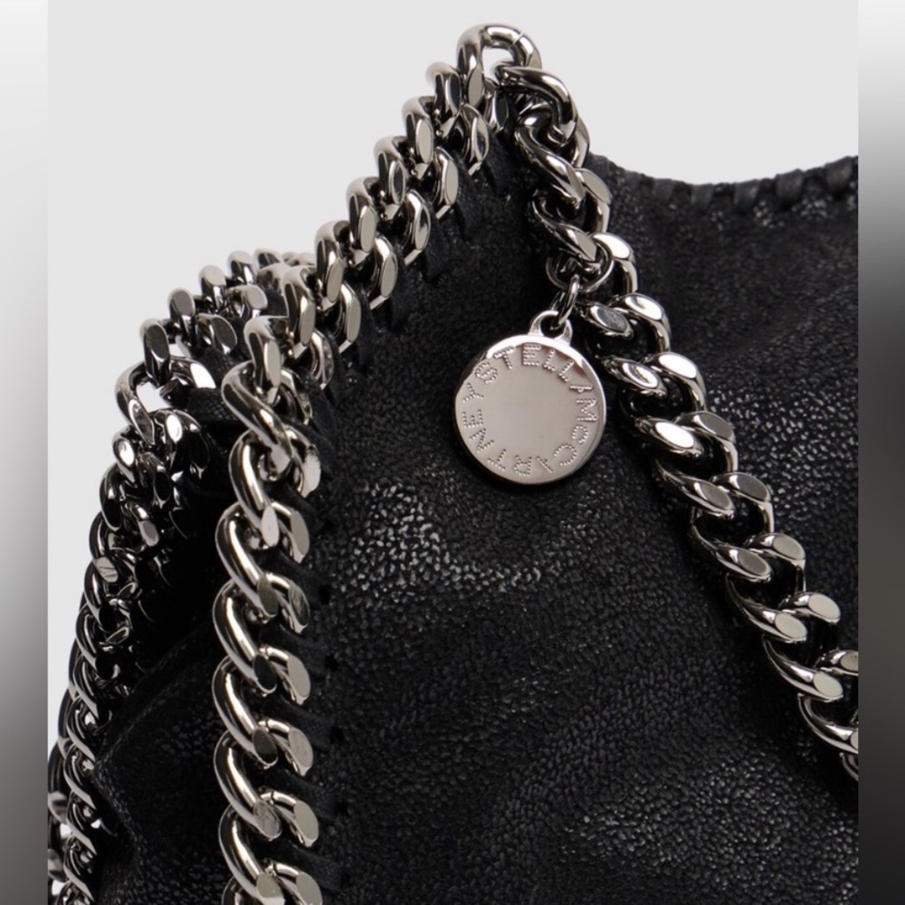 Stella McCartney Falabella Mini Faux Brushed Leather Black Edgy Chain Bag - Picture 7 of 16
